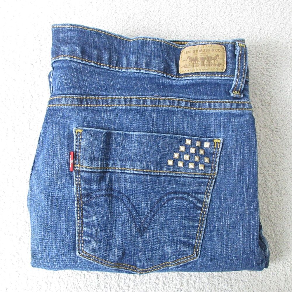 Levis Jeans Womens Straight 512 Perfectly Slimming (32x29)‎ Studded Pocket Blue